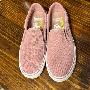 Vans Deluxe Comfort Ortholite Perf Suede Dark Pink Slip On Skater Shoes Size 8